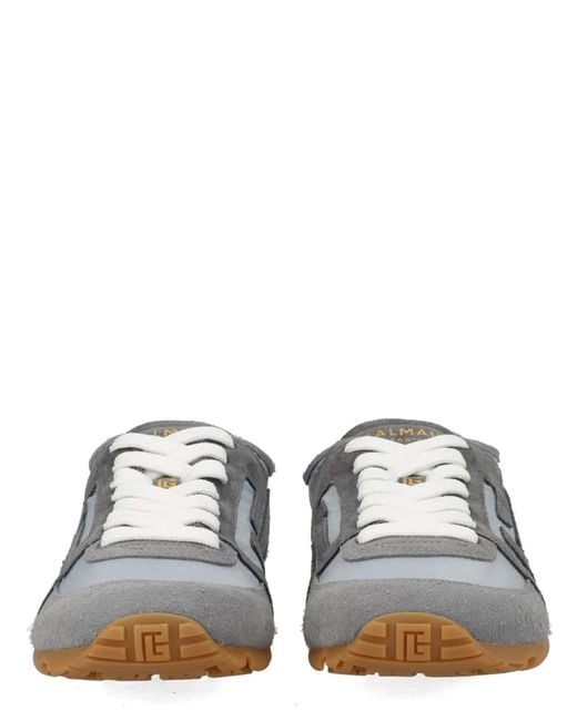 Balmain Gray Racer 45 Monogram Jacquard Trainers for men