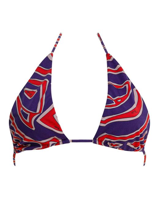 Emilio Pucci Red Triangle Bikini Top With Stamba Labirinto