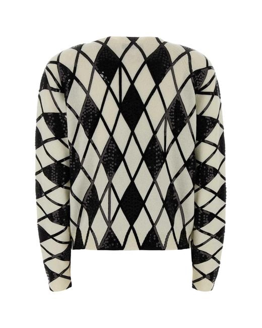 Blumarine Black Embroidered Wool Blend Sweater