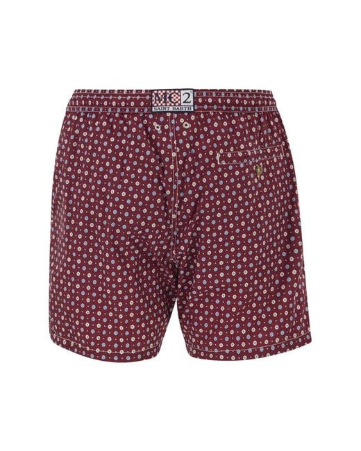 Mc2 Saint Barth Red Micro-Print Swimsuit for men