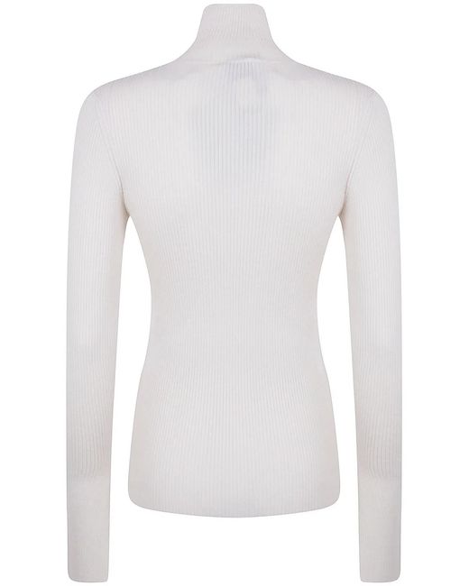 Patou White Rib Turtle Neck Jumper