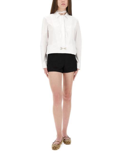 Gucci White Cotton Poplin Shirt With Clamp