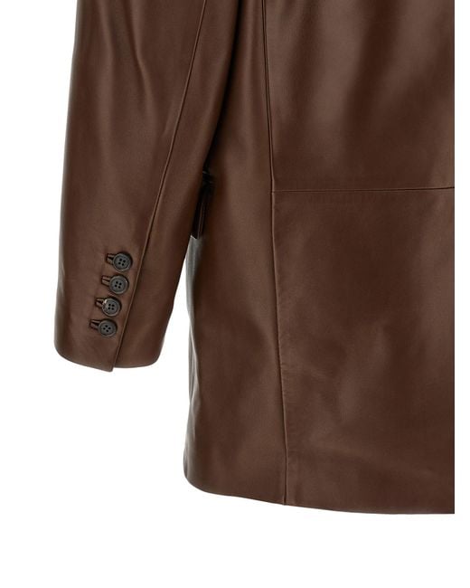 Saint Laurent Brown Leather Blazer