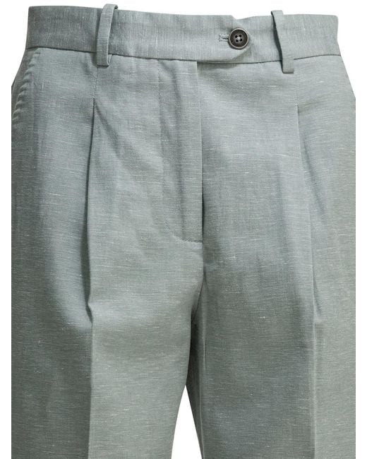 Circolo 1901 Gray Lightblue Cotton Linen Trousers