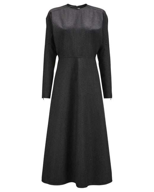 Victoria Beckham Black Dolman Wool Midi Dress