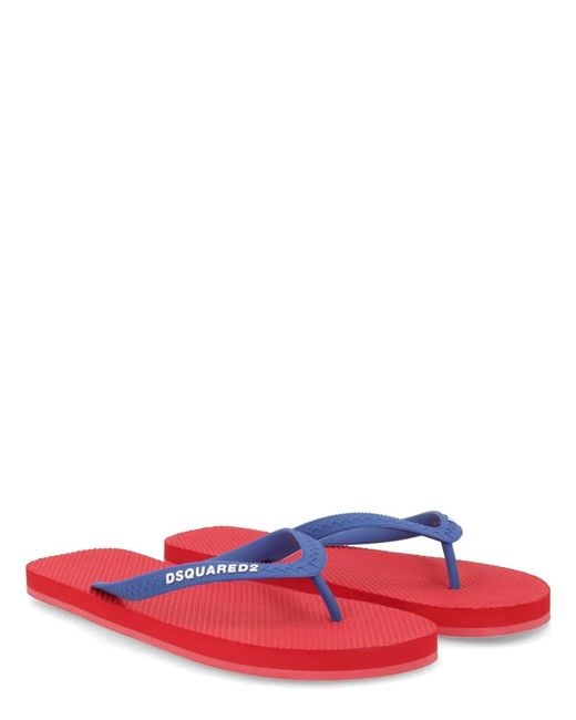 DSquared² Red Flip Plop Slipper With Logo for men
