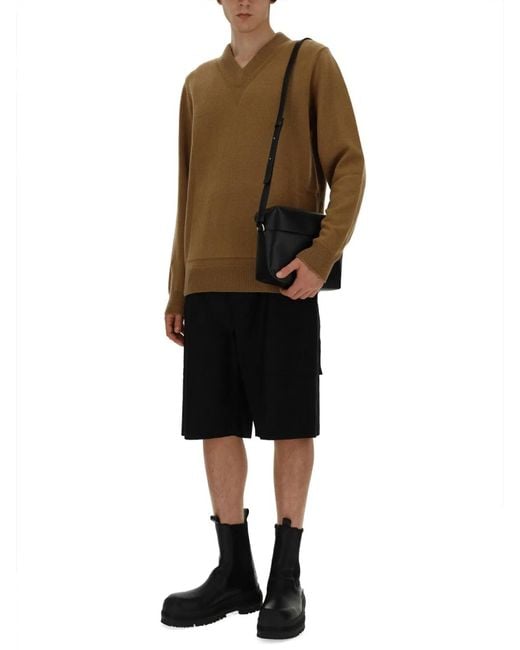 Jil Sander Green V-Neck Sweater for men
