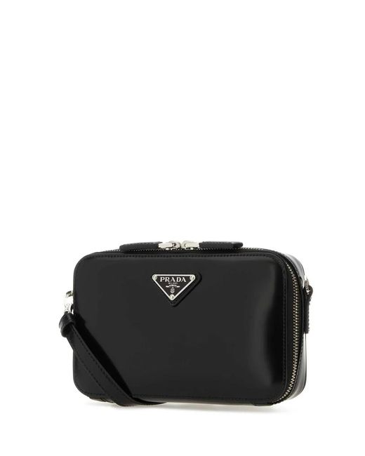 Prada Black Leather Brique Crossbody Bag for men