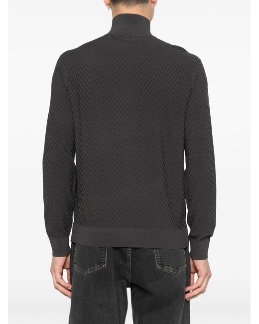 Emporio Armani Black Chevron Cardigan for men