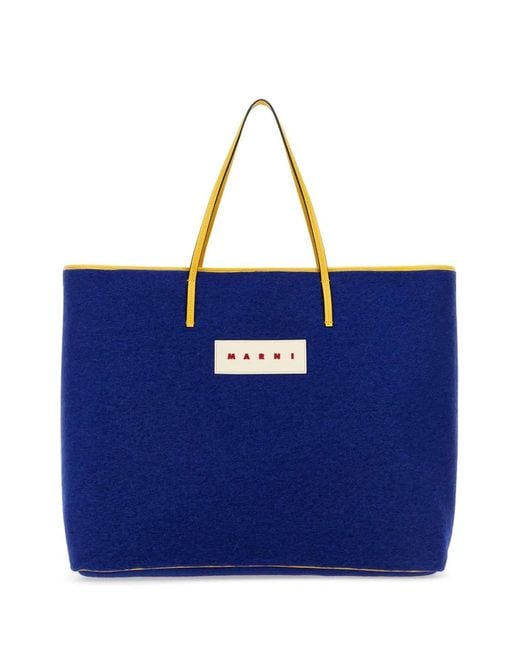 Marni Blue Felt Medium Janus Shopping Bag for men