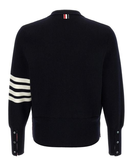 Thom Browne Blue '4-Bar' Wool Cardigan for men