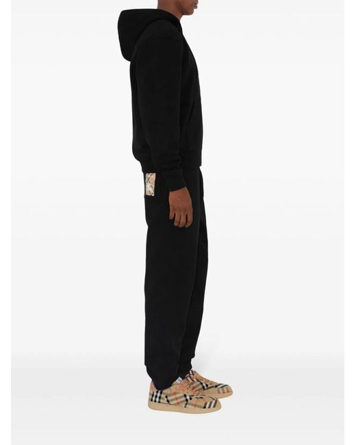 Burberry Black Cotton Full Zip Hoodie for men