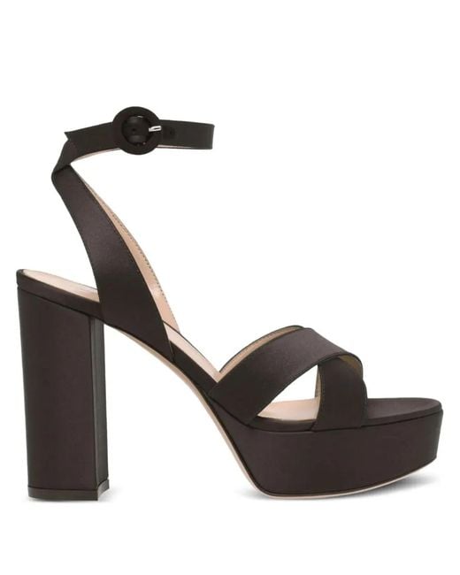 Gianvito Rossi Black Crepe Satin Sandals T.070