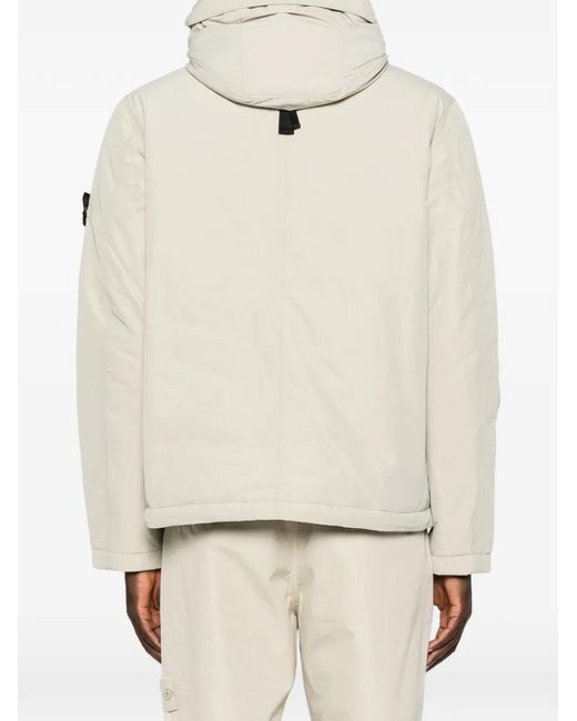 Stone Island White Micro Reps Hooded Down Jacket for men