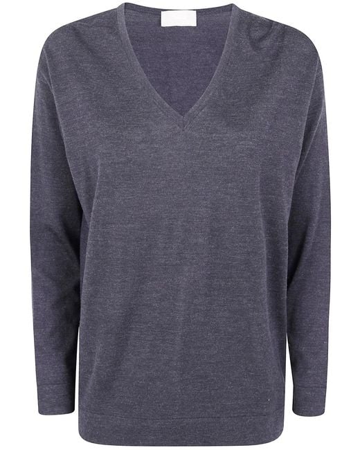 Drumohr Blue Long Sleeve V-Neck Extrafine Sweater