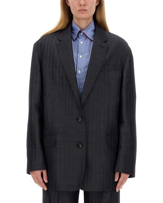 Etro Blue Pegasus Buttoned Over Jacket