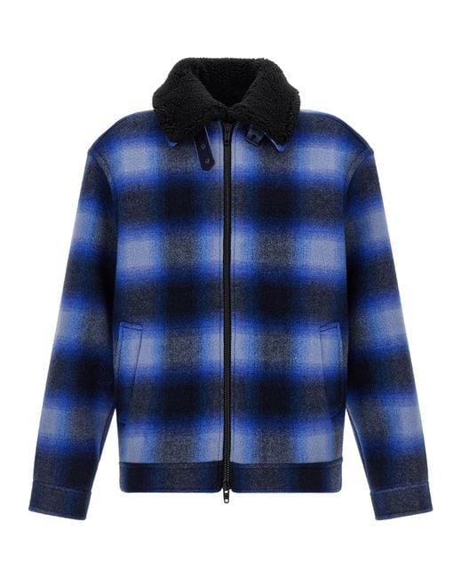Balenciaga Blue Flannel Bomber Jacket for men