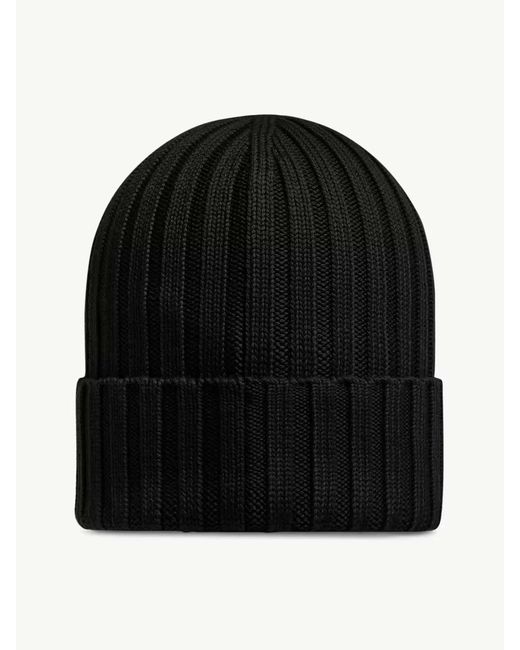 Moncler Black Logo Wool Beanie
