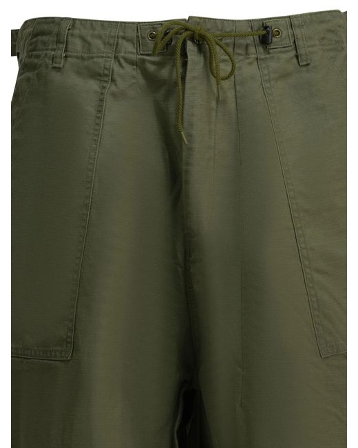 Needles Green Fatigue Cotton Parachute Pants for men