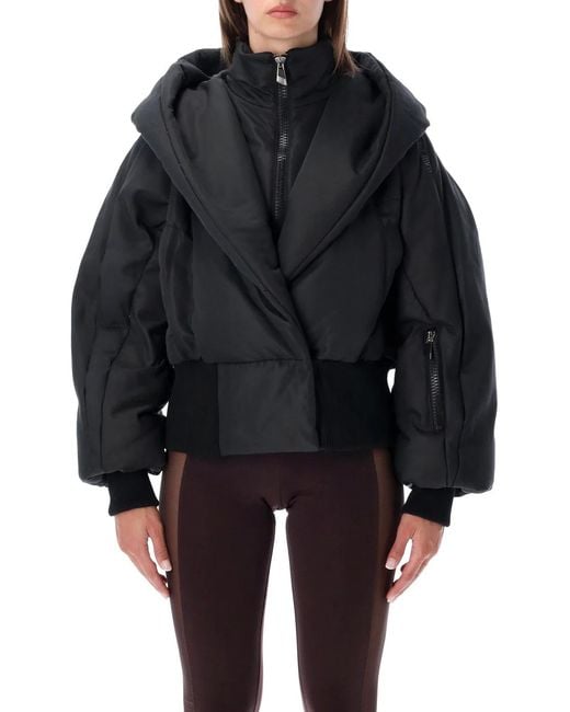 The Attico Black Layered Hooded Puffer Jacket