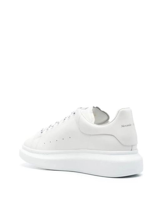McQueen White Lace Up Logo Sneakers
