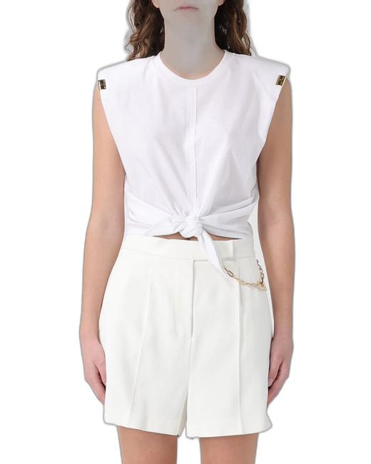 Elisabetta Franchi White Jersey T-Shirt With Knot