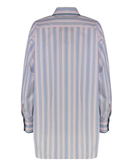 Etro Gray Striped Cotton Shirt