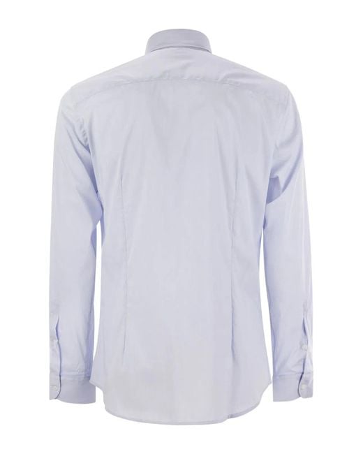 Fay White Stretch Poplin Shirt With French Collar for men