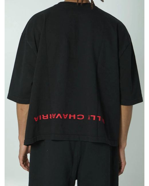 Willy Chavarria Black Welcome To America T-Shirt for men