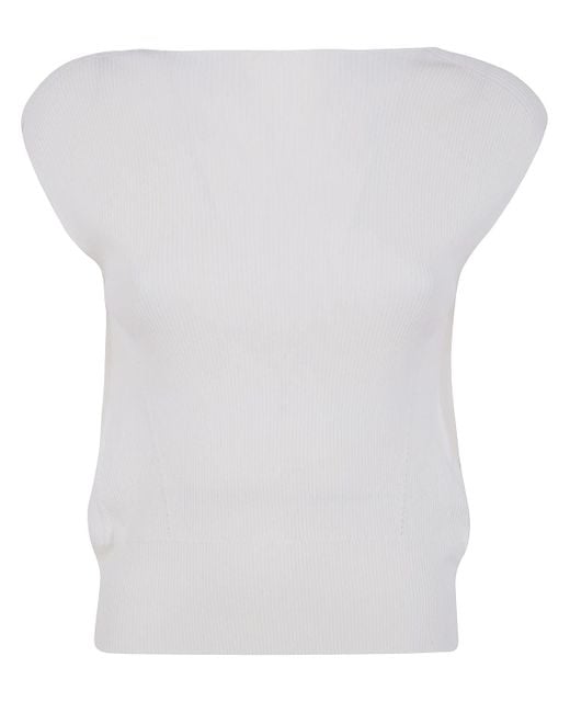 Liviana Conti White Ribbed Tank Top