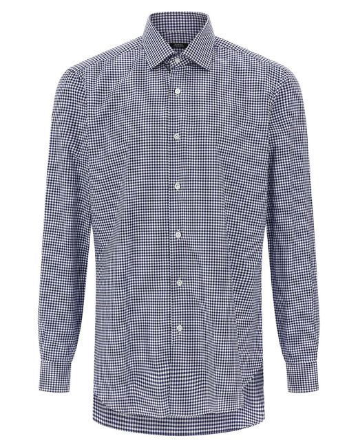 Barba Napoli Blue Vichy Shirt for men