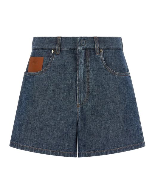 Fendi Blue Chambray Denim Shorts