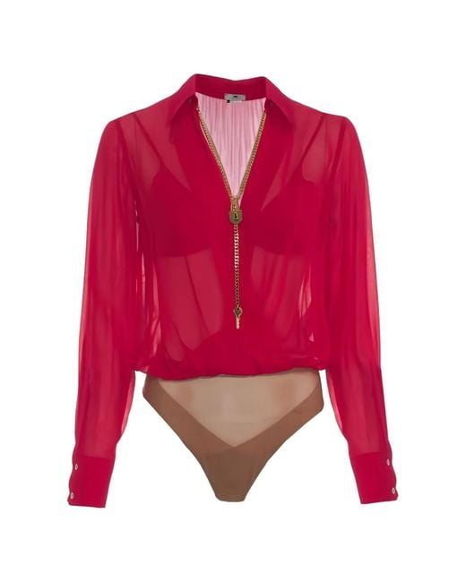 Elisabetta Franchi Red Passion Stretch Fabric Shirt