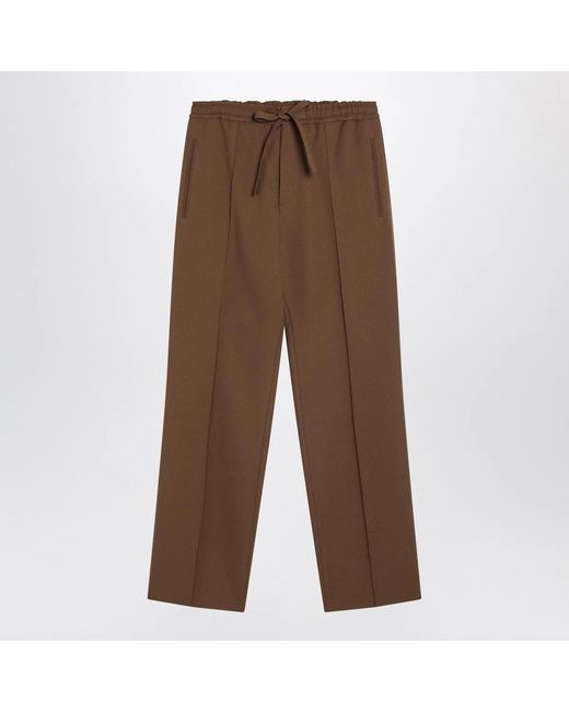 Valentino Brown Gabardine Trousers for men