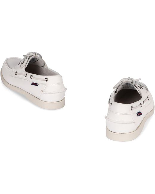 Sebago White Portland Leather Boat Shoes for men