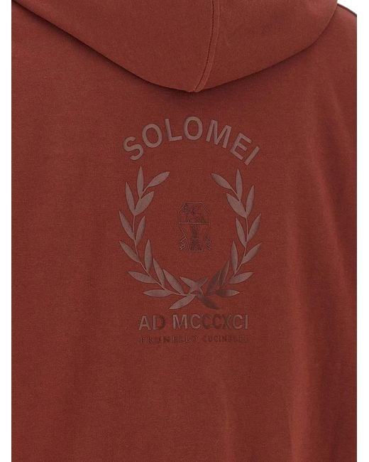 Brunello Cucinelli Red 'Solomei Ad Mcccxci' Hoodie