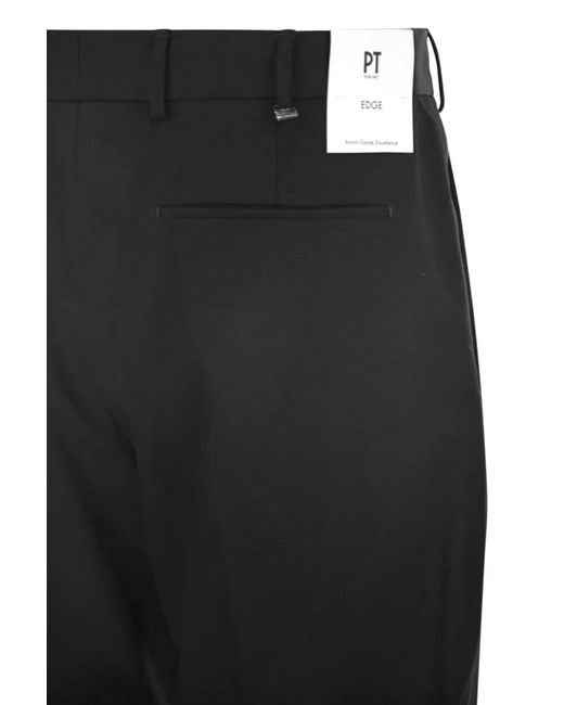 PT01 Black Wool Tailored Slimfit Trousers for men