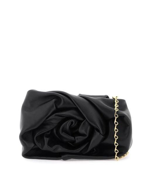 Burberry Black Nappa Leather Rose Clutch