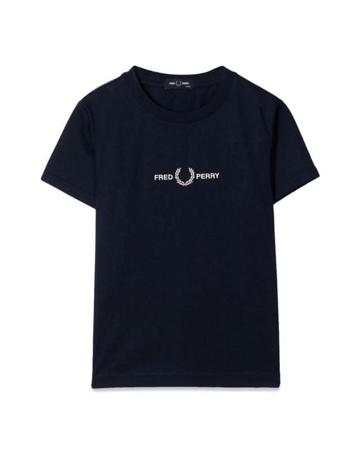 Fred Perry Blue Embroidered T-Shirt