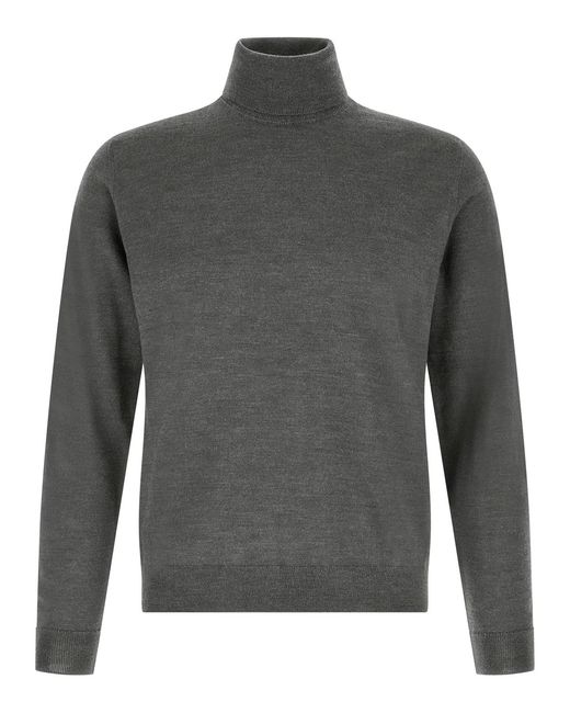 Zanone Gray Turtle-Neck Sweater for men