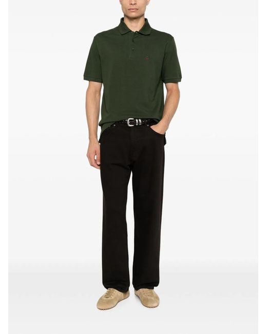 Etro Green Logo Cotton Polo Shirt for men