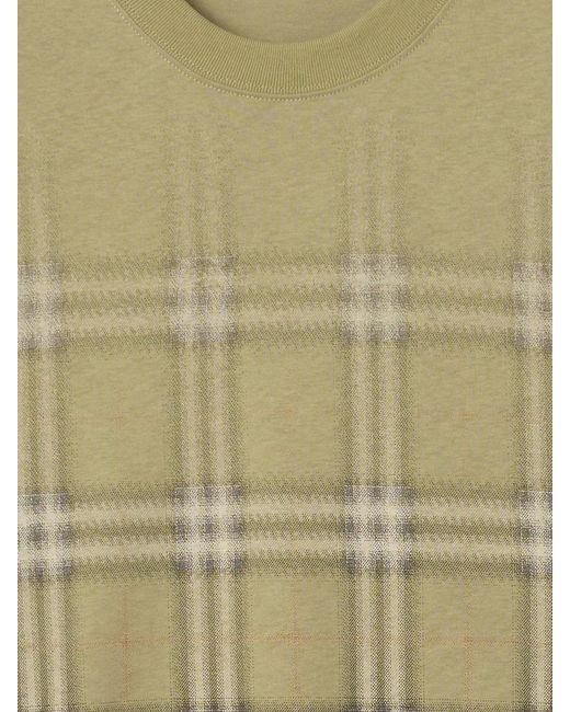 Burberry Green Gradient Check Cotton T-Shirt for men