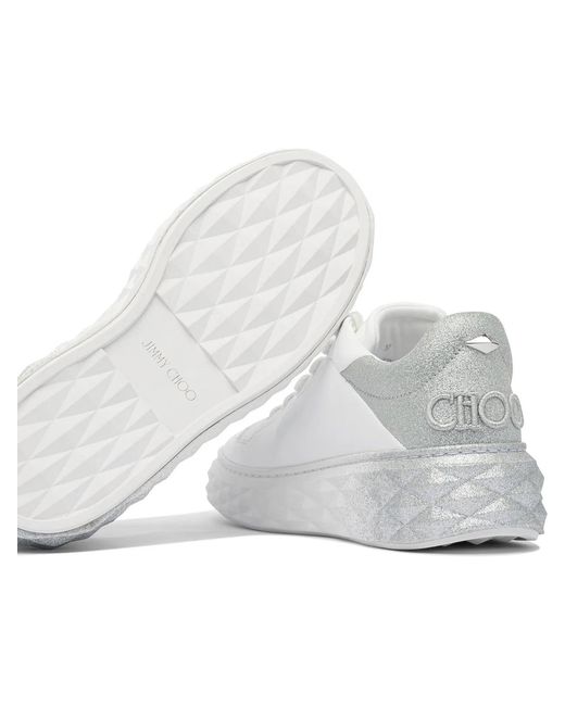 Jimmy Choo White "Diamond Maxi F Ii" Low Top Sneakers