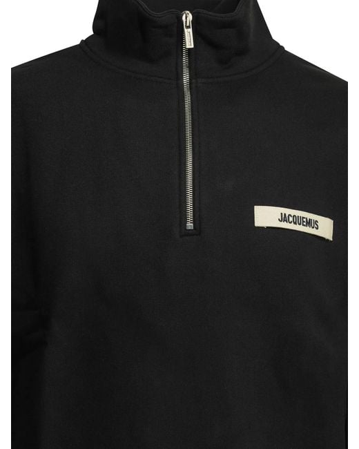 Jacquemus Black "Le Camionneur Gros Grain" Half Zip Sweatshirt for men