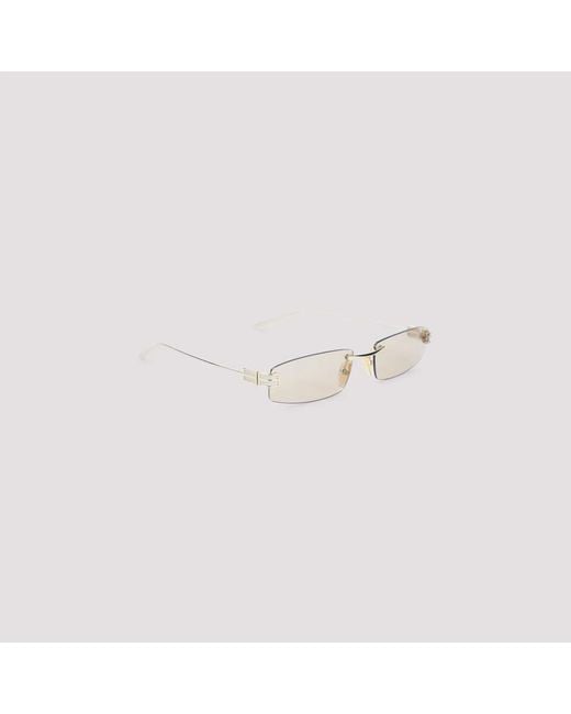 Balenciaga White Tone Rectangle Frame Sunglasses