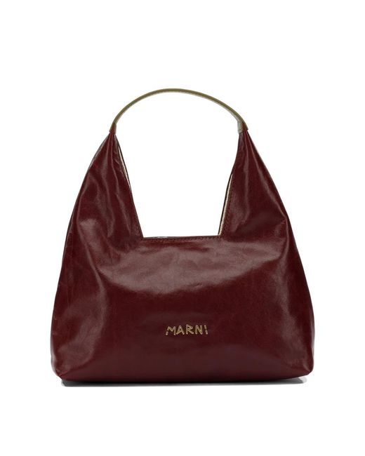 Marni Purple Bordeaux Leather Shoulder Bag