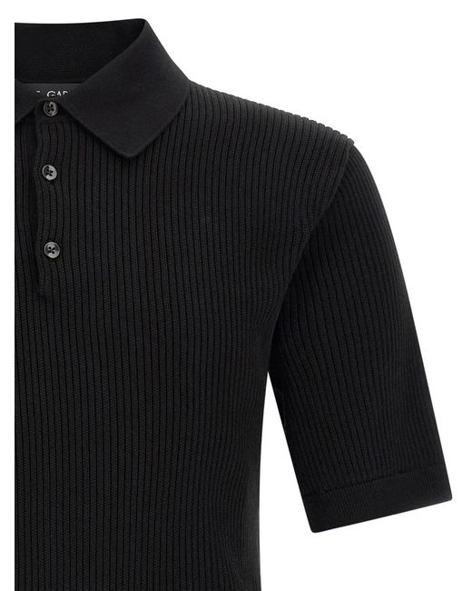 Dolce & Gabbana Black Dolce & Gabbana Micro-Ribbed Polo Shirt for men