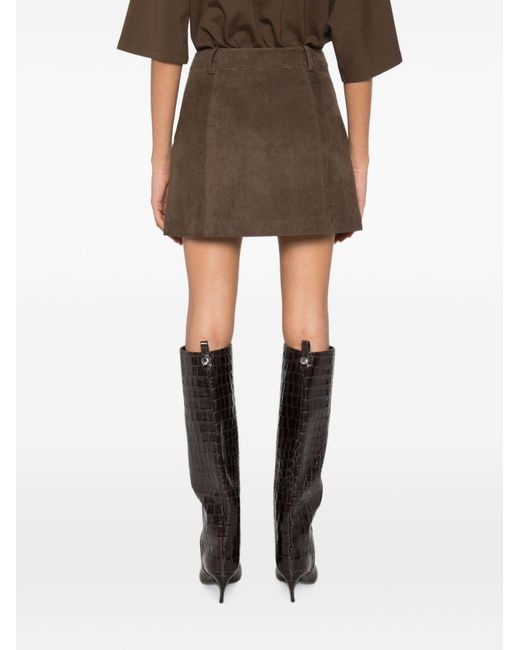 DUNST Brown Suede Effect Mini Skirt