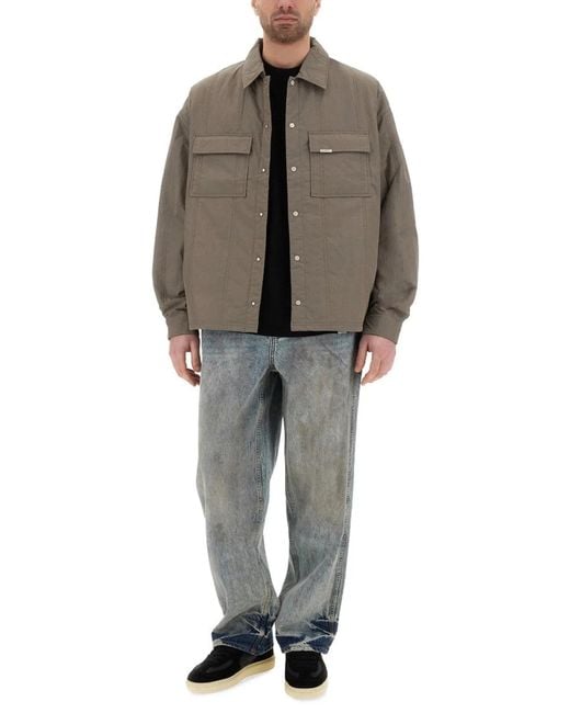 Represent Gray Quilted Overshirt for men