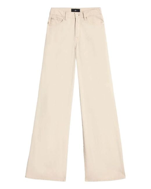 7 For All Mankind Natural Lotta Wide Leg Stretch Denim Jeans